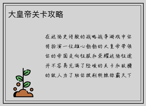 大皇帝关卡攻略