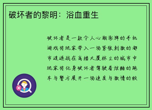 破坏者的黎明：浴血重生
